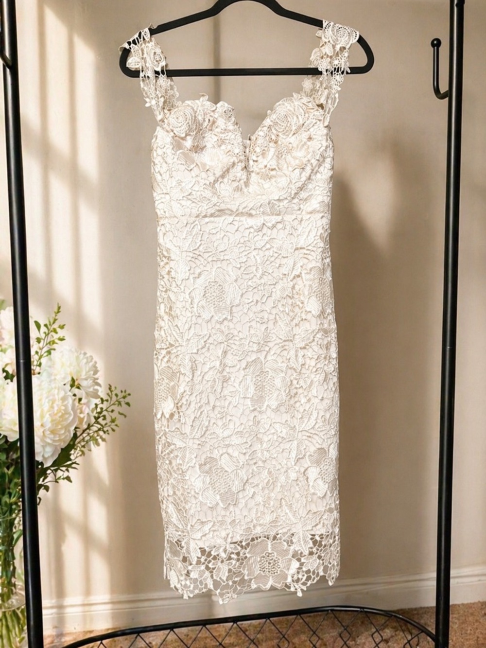 Ivory Lace Dress | Cream Lace Cocktail Dress | Feminine Elegant Boutique Style